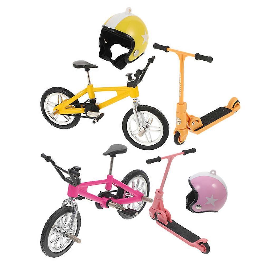 Mini Finger Bike Dollhouse Model Set for Decor Includes 6Pcs Plastic