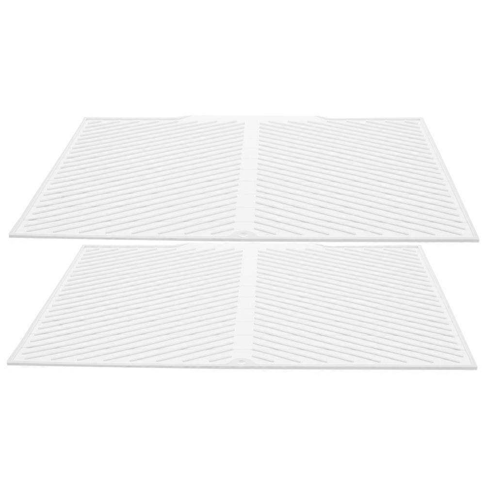 Silicone Dish Drainer Mat Kitchen Counter Drying Pad Non-Slip 2Pcs