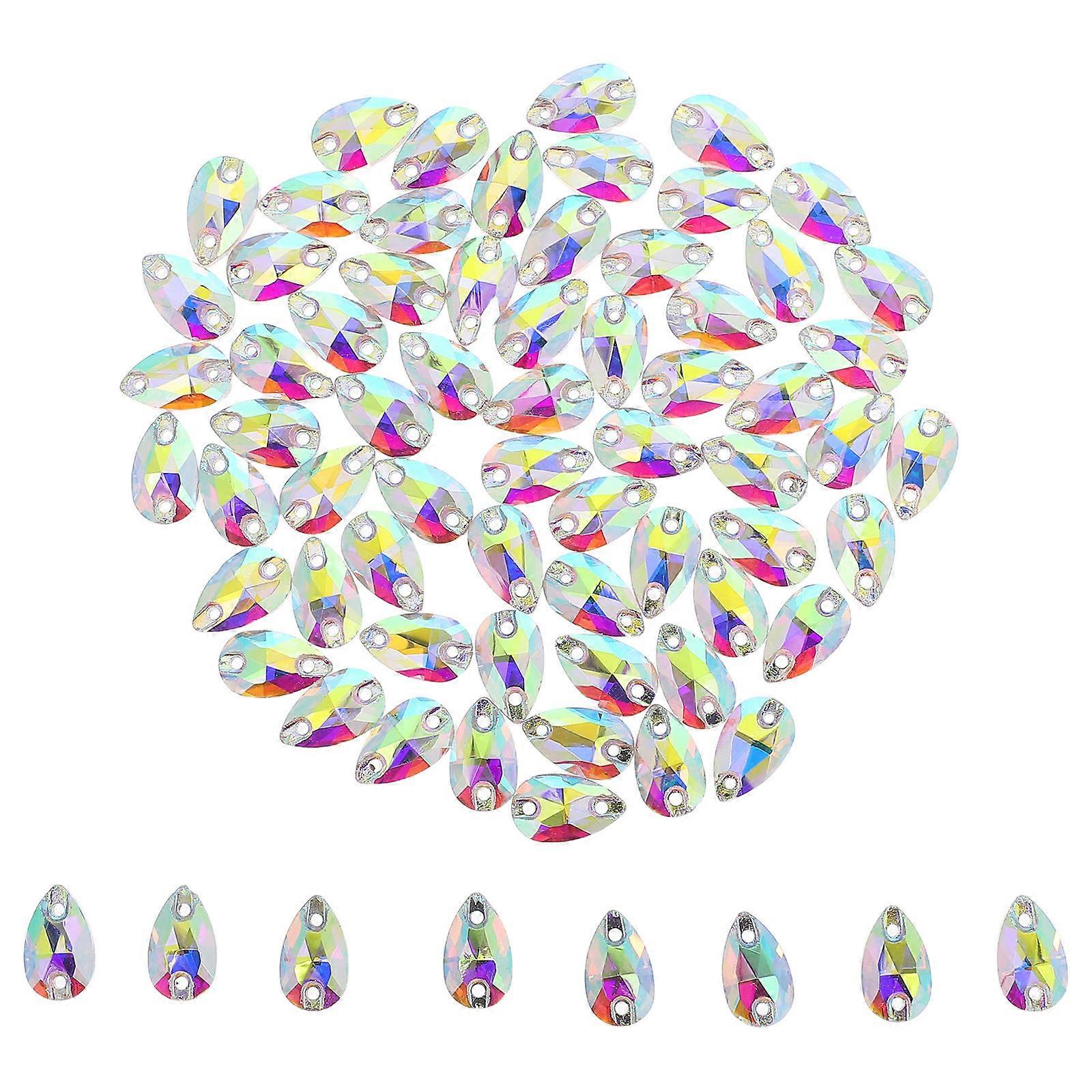 Flatback Glass Sewing Gems Teardrop Rhinestone for 72Pcs Use