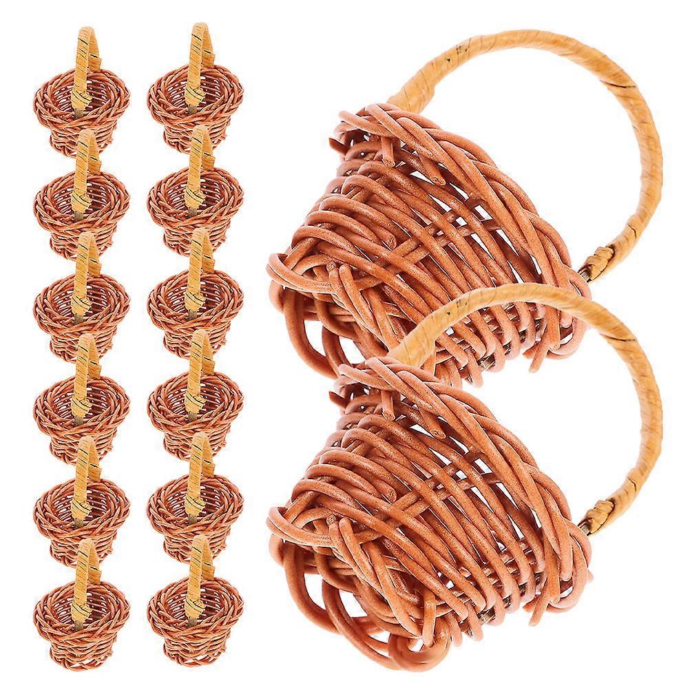 Flower Basket Decor for Storage with 14Pcs Handwoven Mini Baskets