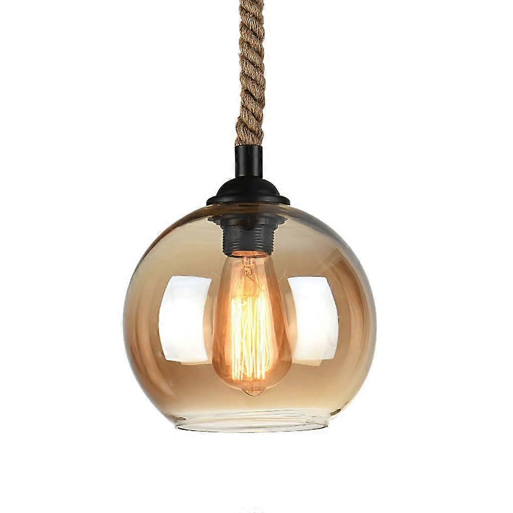 Modern Industrial E27 Glass Pendant Light, Adjustable Hanging Ceiling Fixture for Dining Room