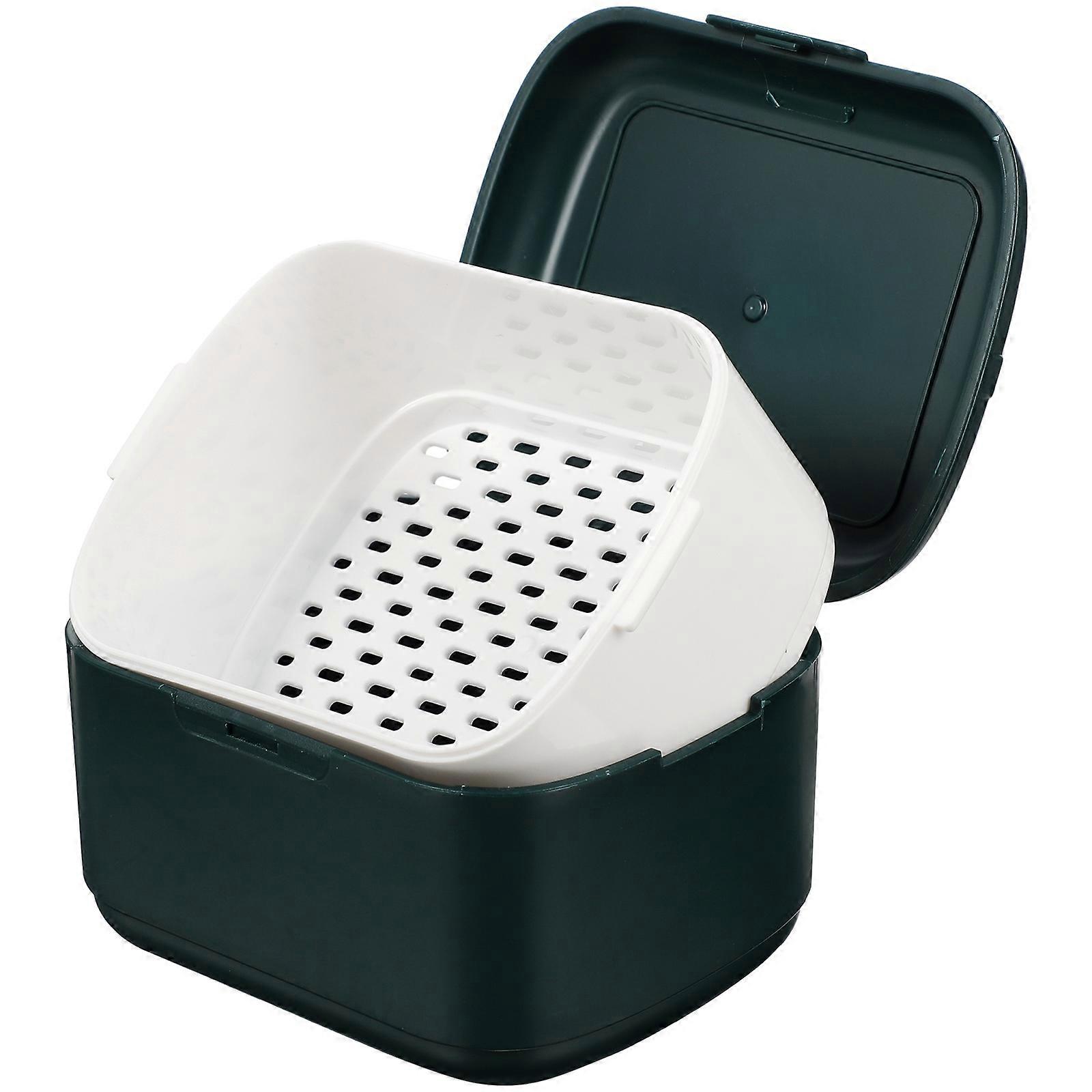 Orthodontic Retainer Case Denture Bath Case for Storage Use 2Pcs Portable Green