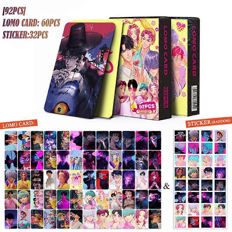 KPop Demon Hunters dessin anim�� Lomo carte et autocollants Saja gar?ons collection jeu carte autocollants imperm��ables autocollants d��corati