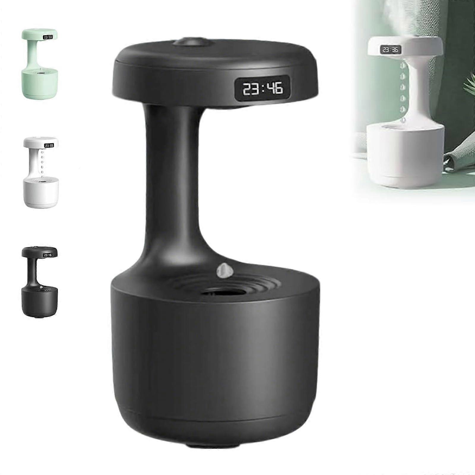 Antigravity Water Drop Humidifier with LED Clock Display, Quiet Ultrasonic 800ml for Bedroom