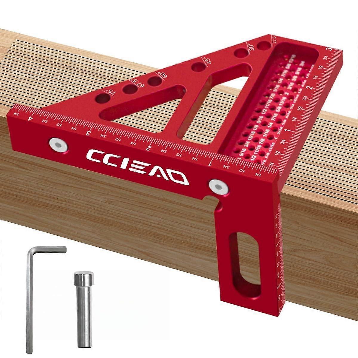 3D Carpenter Square Aluminum Alloy Woodworking Ruler with Precision Angle Marking for Carpentry