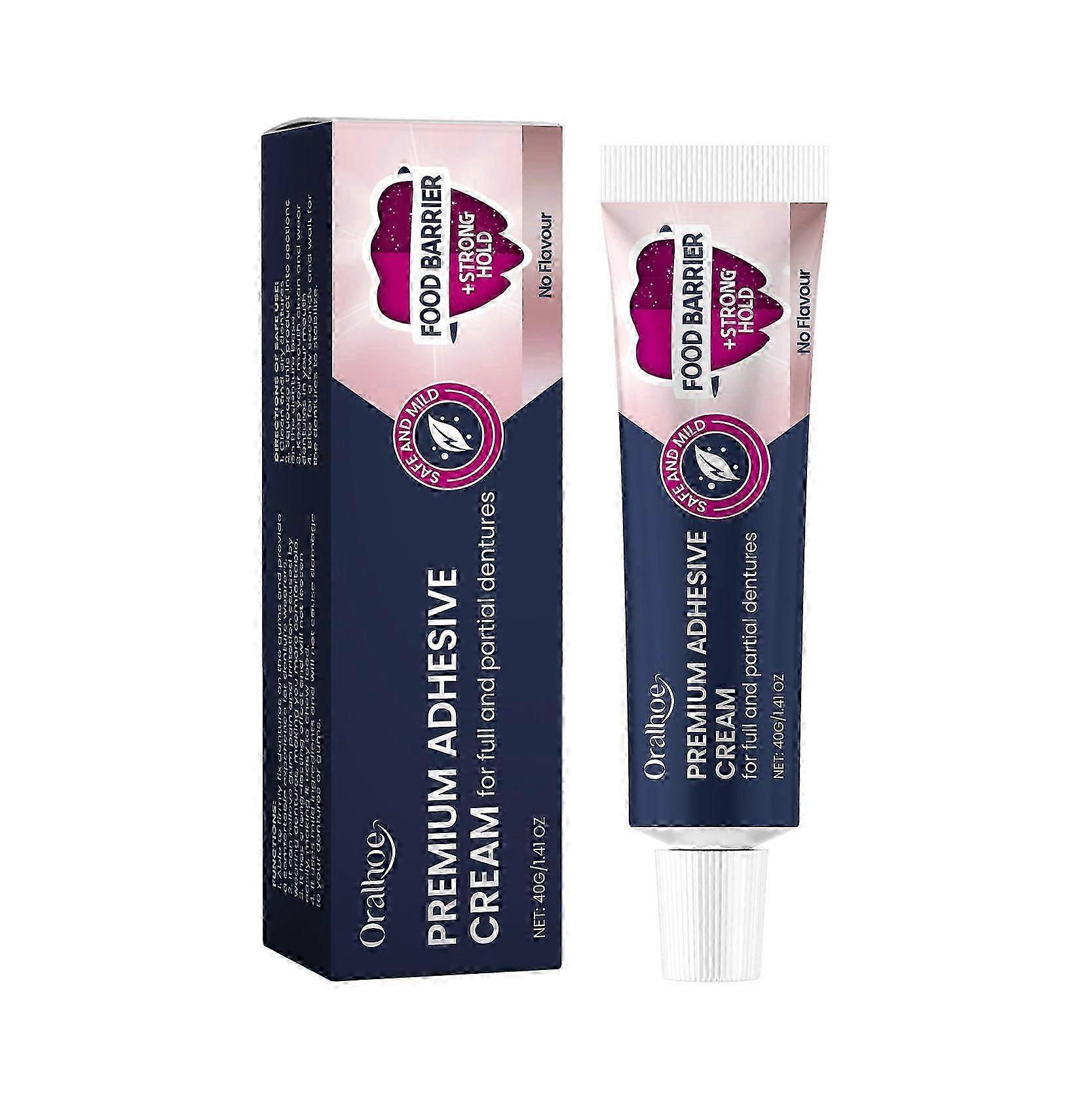 50g Long-Lasting Denture-Adhesive Premium Formulas Non Glue Denture-Adhesive Cream for Secure Hold