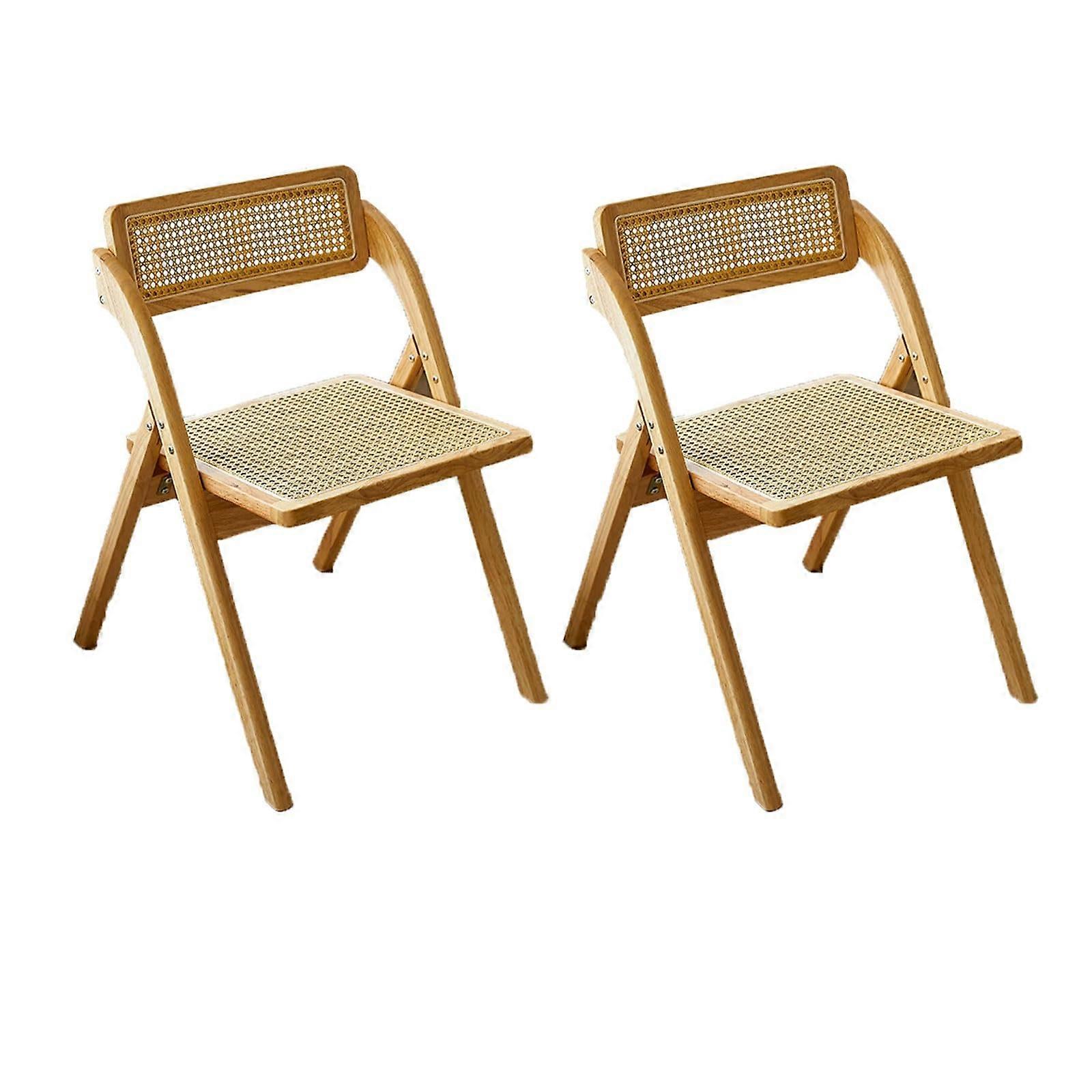 4 Pcs Wooden Folding Dining Chairs with Cushioned Seat and Backrest, SpaceSaving Natural Wood