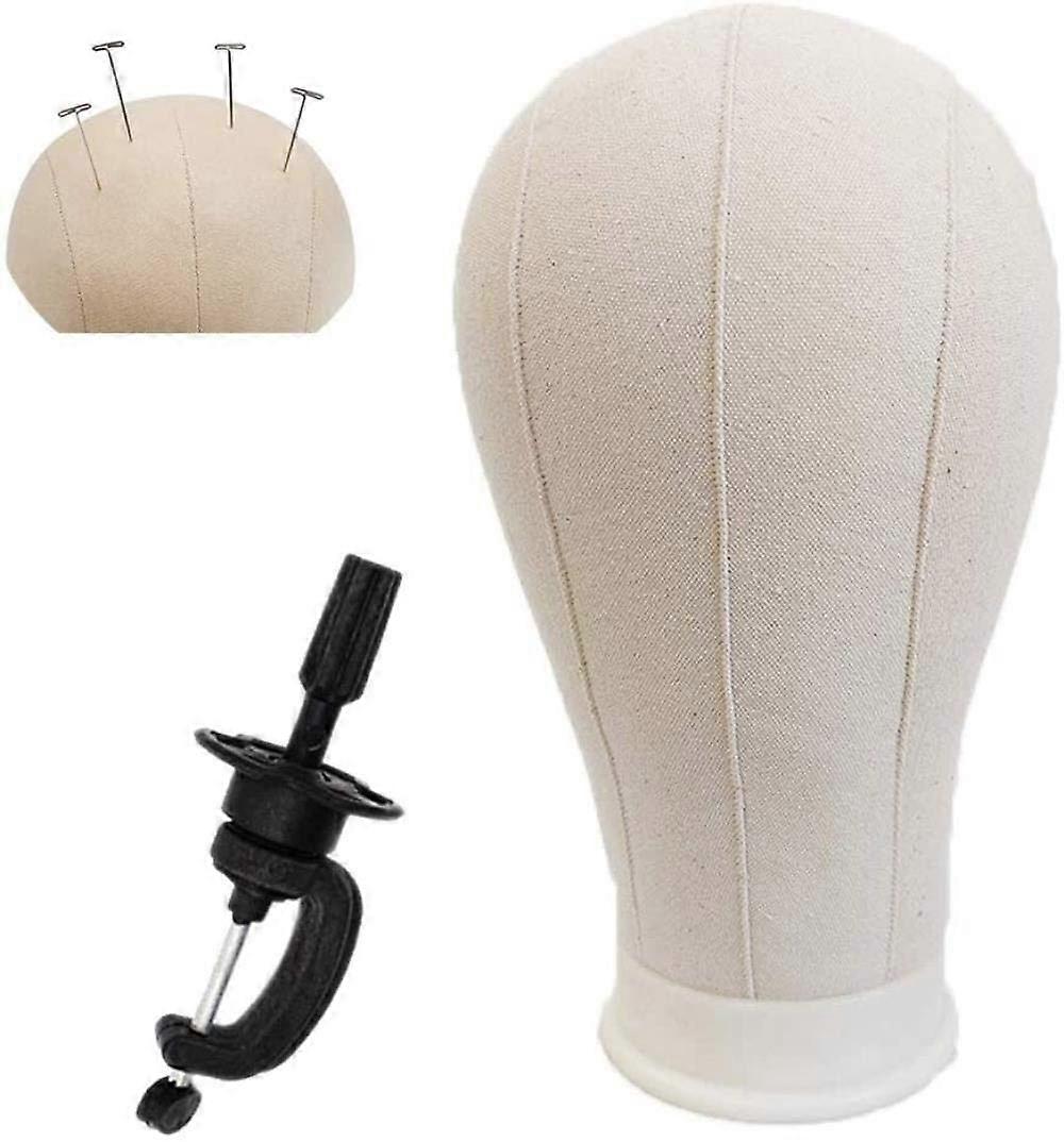 Canvas Mannequin Head 22 Inch for Wigs with Adjustable Circumference and Stable Display Stand