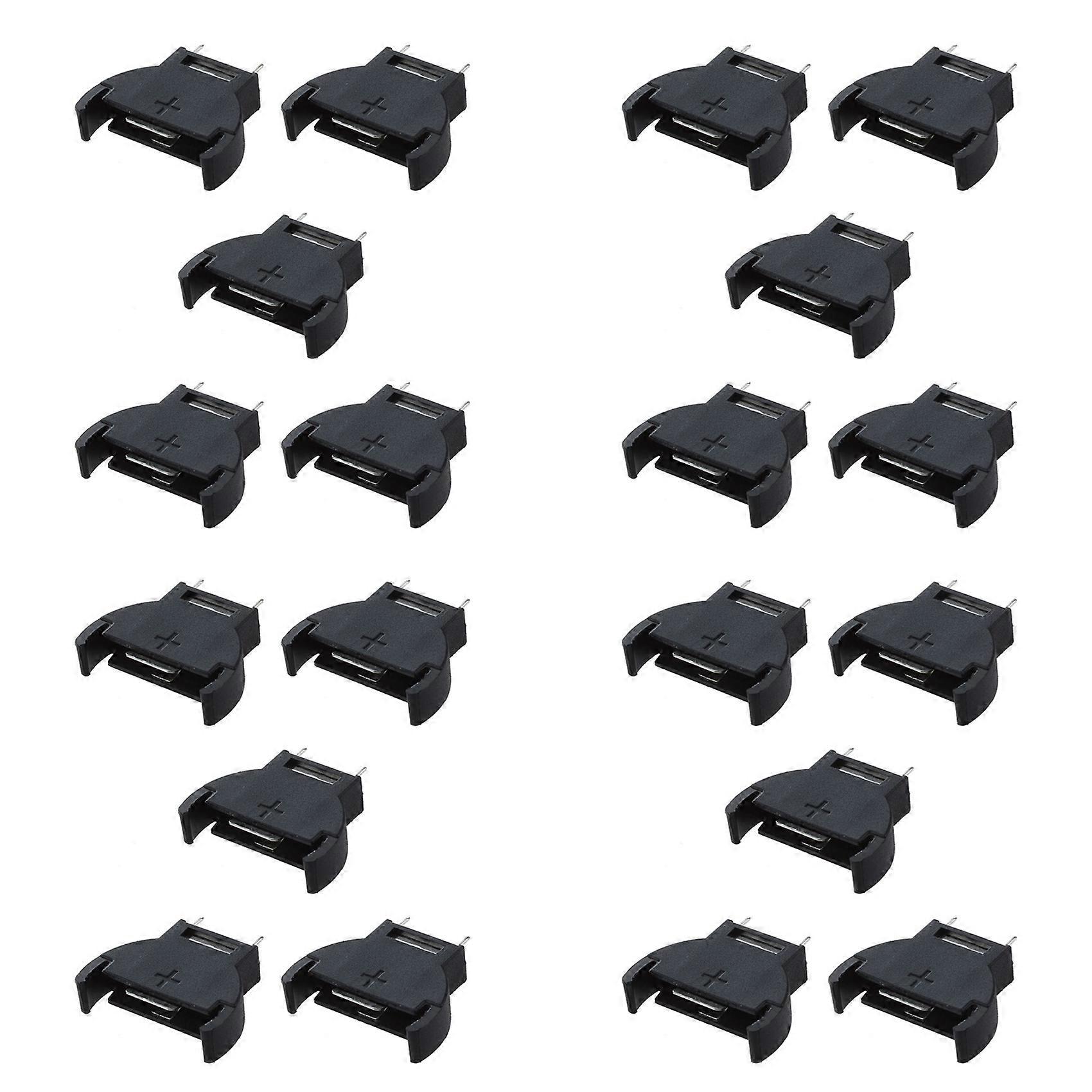 20 Pcs Black Plastic CR2032 Cell Button Lithium Battery Sockets Holder