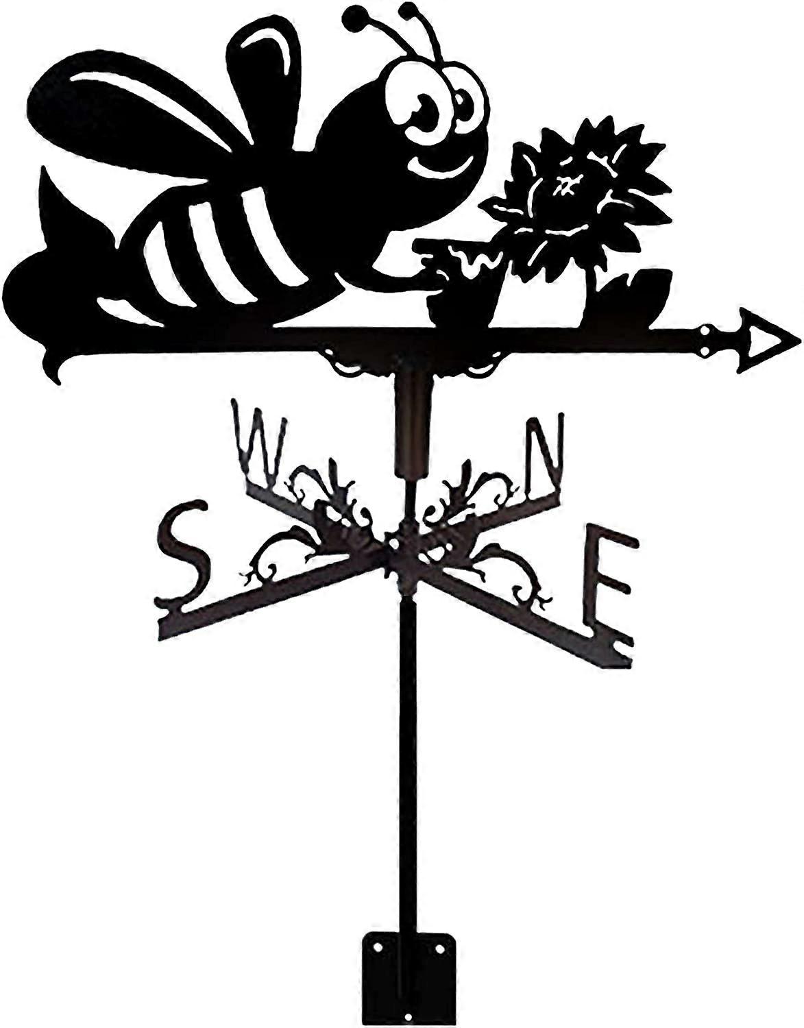 Bee Design Metal Weather Vane Rust Resistant Wind Direction Indicator Durable Iron for Garden