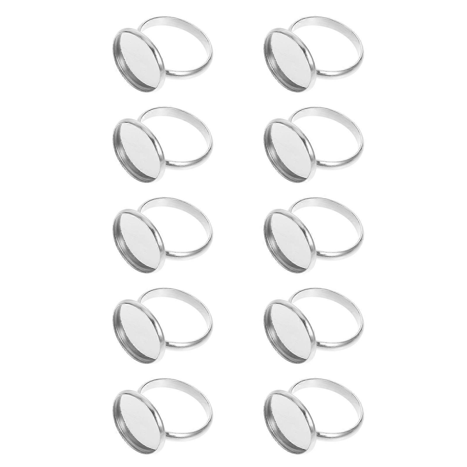 Stainless Steel Ring Base Adjustable Inner Diameter 16mm Diy Ring Accessory 10Pcs
