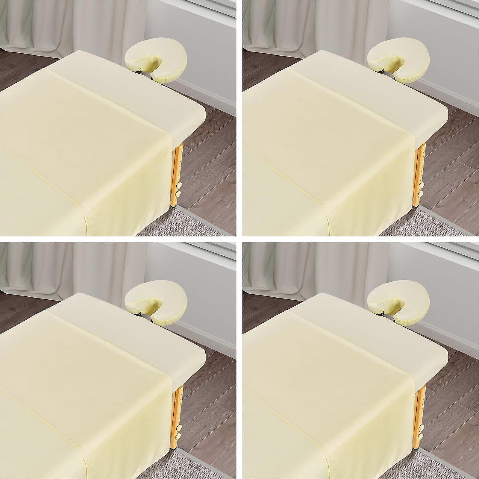 Massage Table Sheets Set Beige Microfiber Soft Breathable Comfort with Fitted Flat and Face Cradle Cover