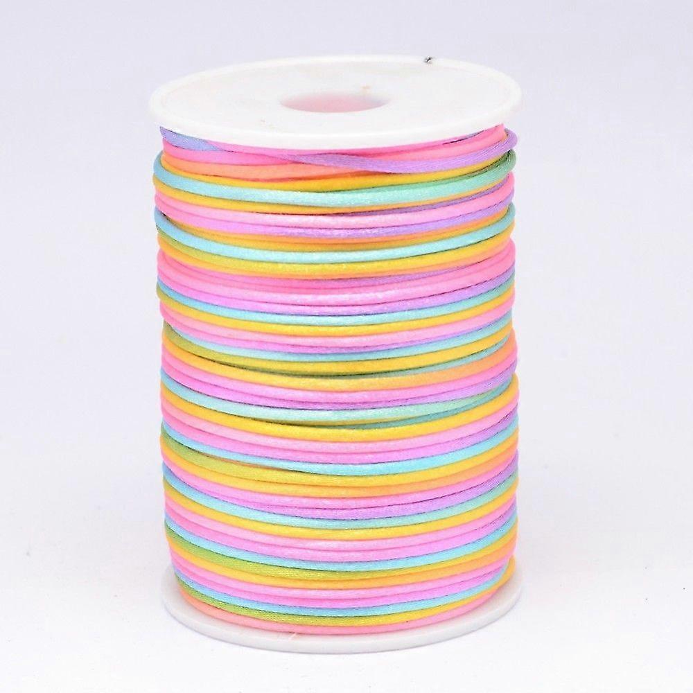 Segment Dyed Polyester Cord Satin Rattail Cord Colorful 2mm about 100yards/roll