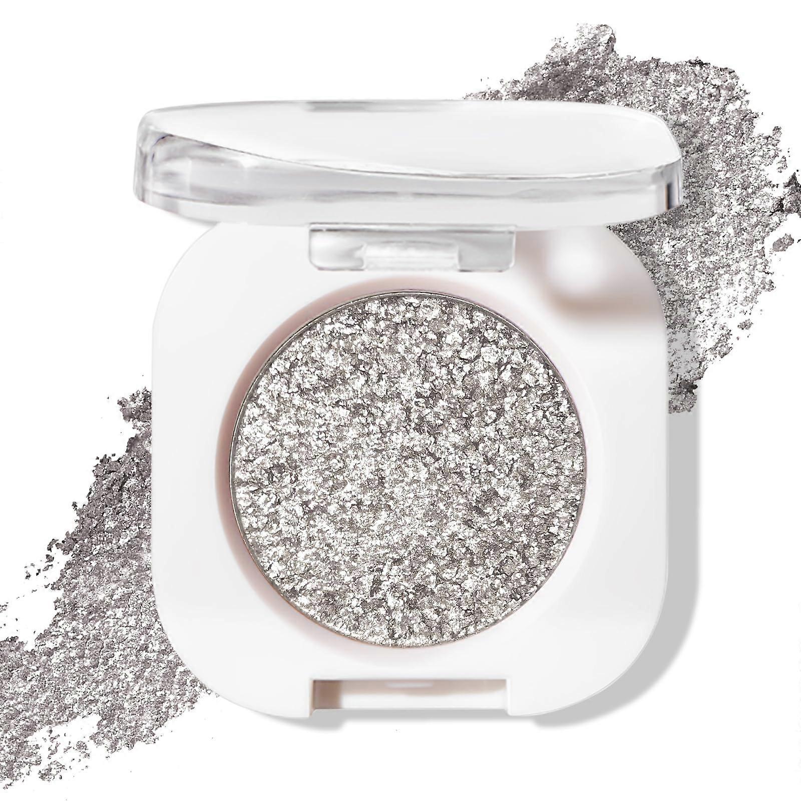 Metallic Silver Glitter Eyeshadow Long Lasting Shimmer Finish Blendable Highlighter 12 Cold Brew