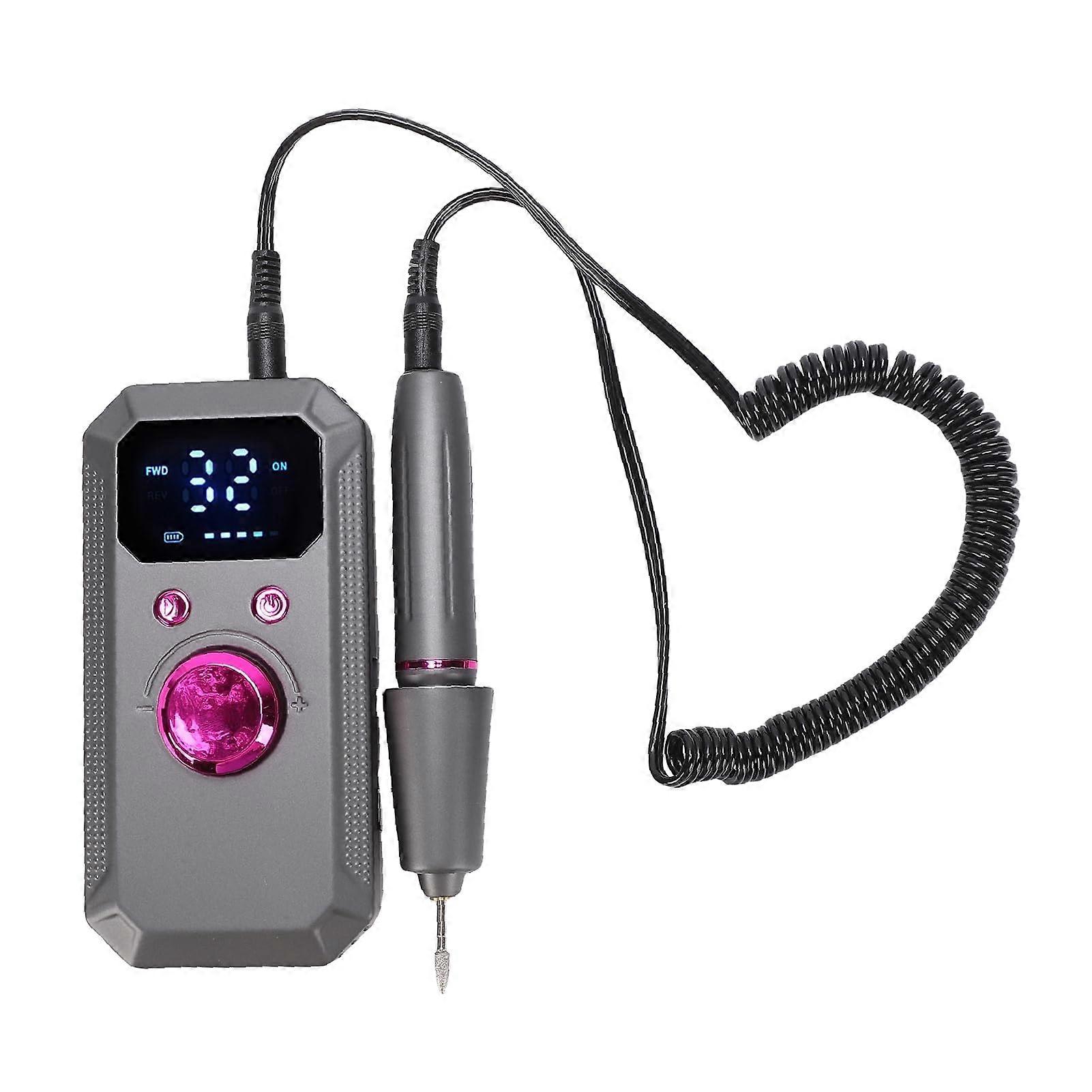 Professional Cordless Electric Nail Drill with 32Speed Control, LED Display, Battery, Black