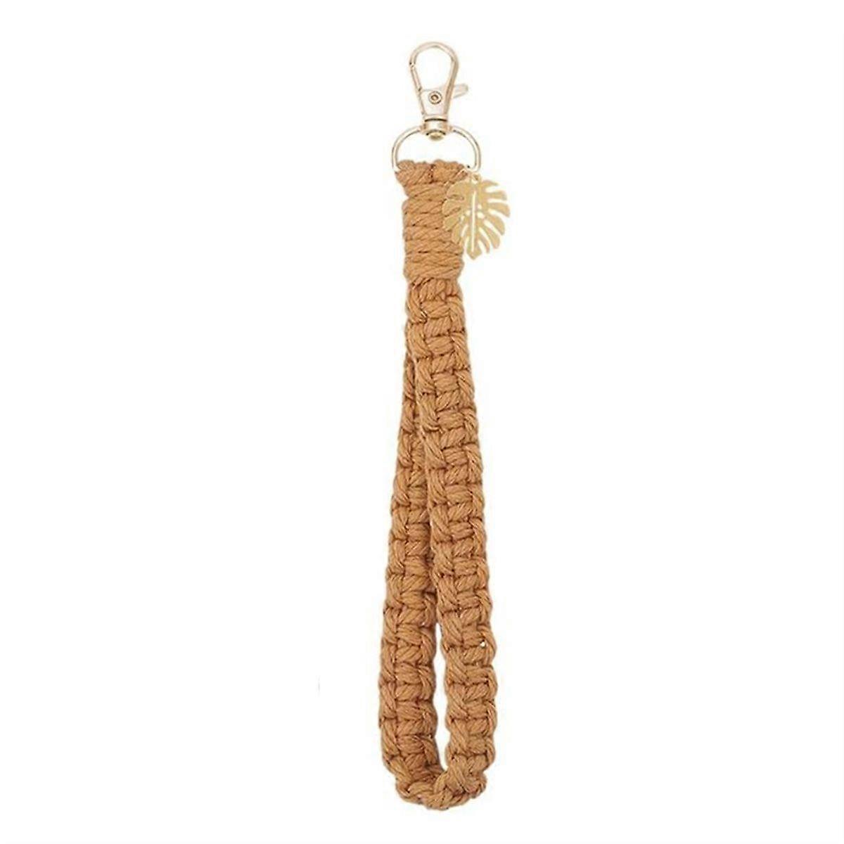 1 Set DIY Macrame Keychain Kit Vintage Boho Macrames Palm Leaf Keychain Making Kit for Beginner Dar