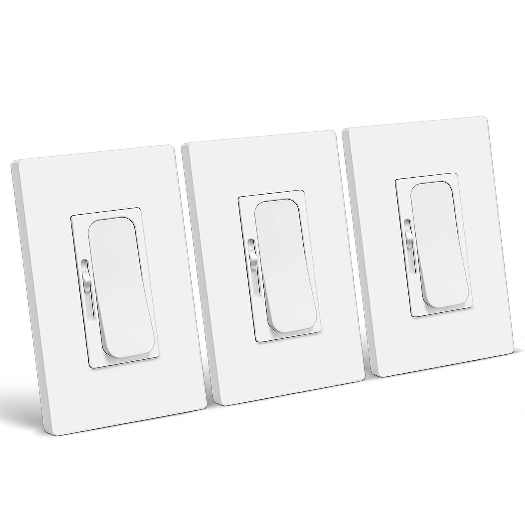 3 Pack LED Dimmer Switch with MCU Smart Control, Single Pole or 3Way, Slim Design, White