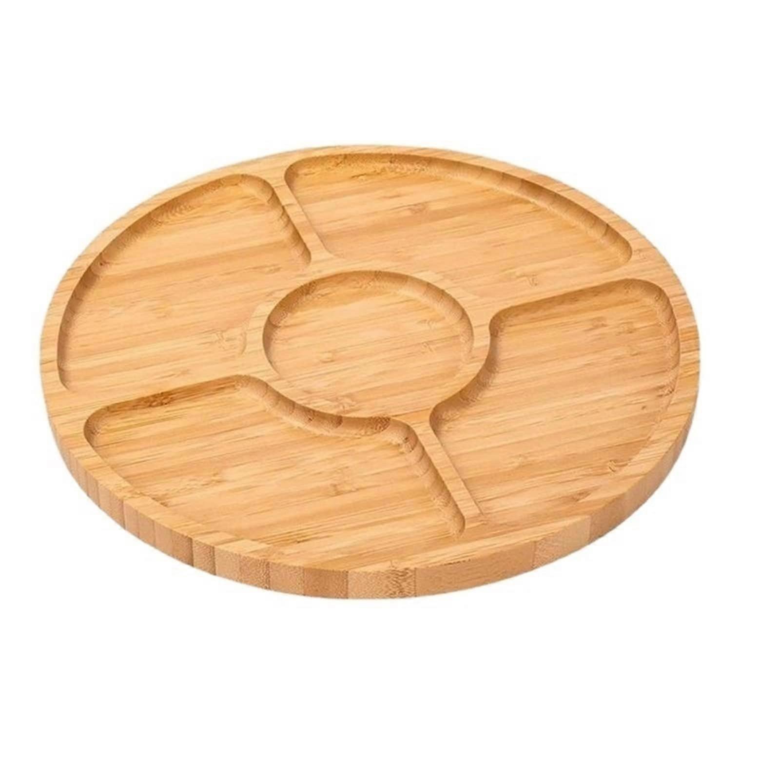 Round MultiCompartment Serving Tray for Snacks and Dips, Keeps Flavors Separate, Table Ready
