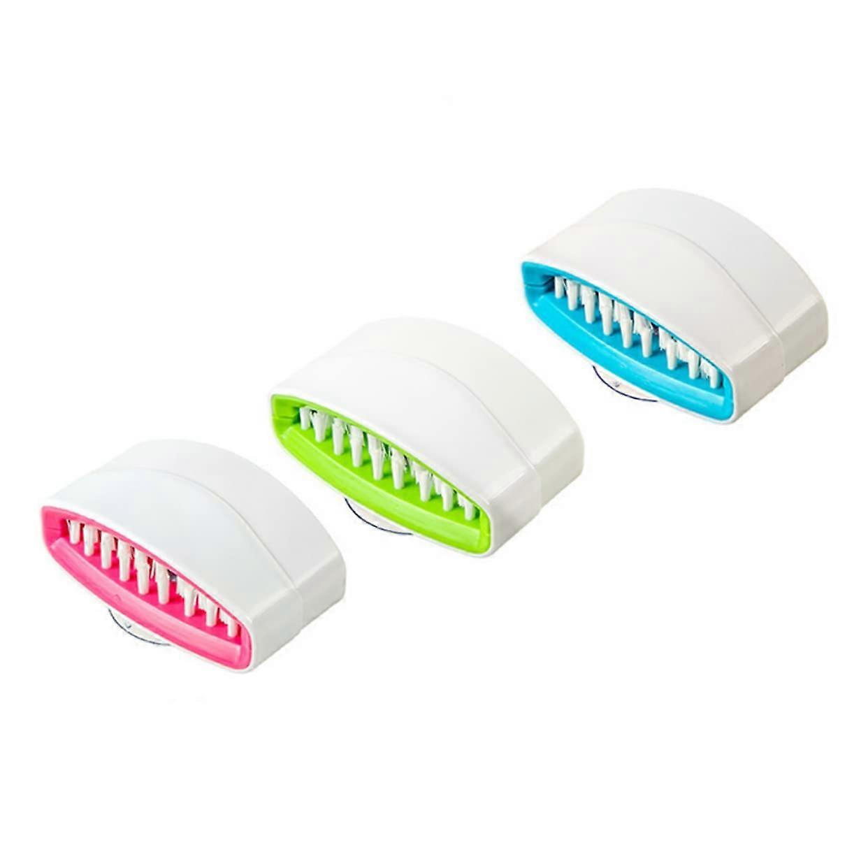 Kitchen Cleaning Brush Set 3pcs with Removable Head, Wall Mount Cutlery and Dish Scrubber