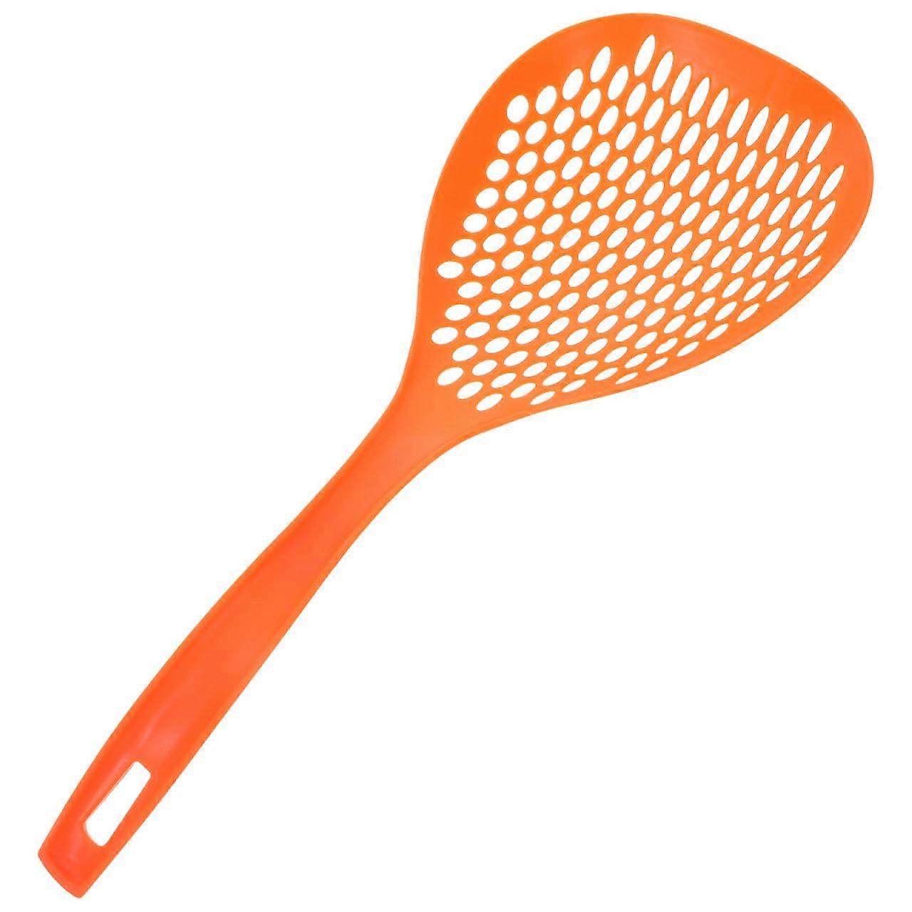 Kitchen Strainer Spoon with Ergonomic Long Handle Plastic Colander for Pasta Noodles Dumplings Orange Ref: 6924