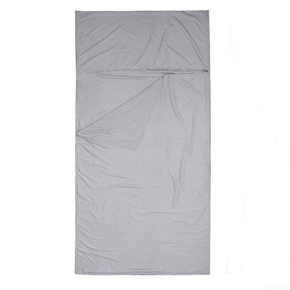 Sovsäcksfoder mjuk polyester med kuddficka för camping och resor 75x210cm grå