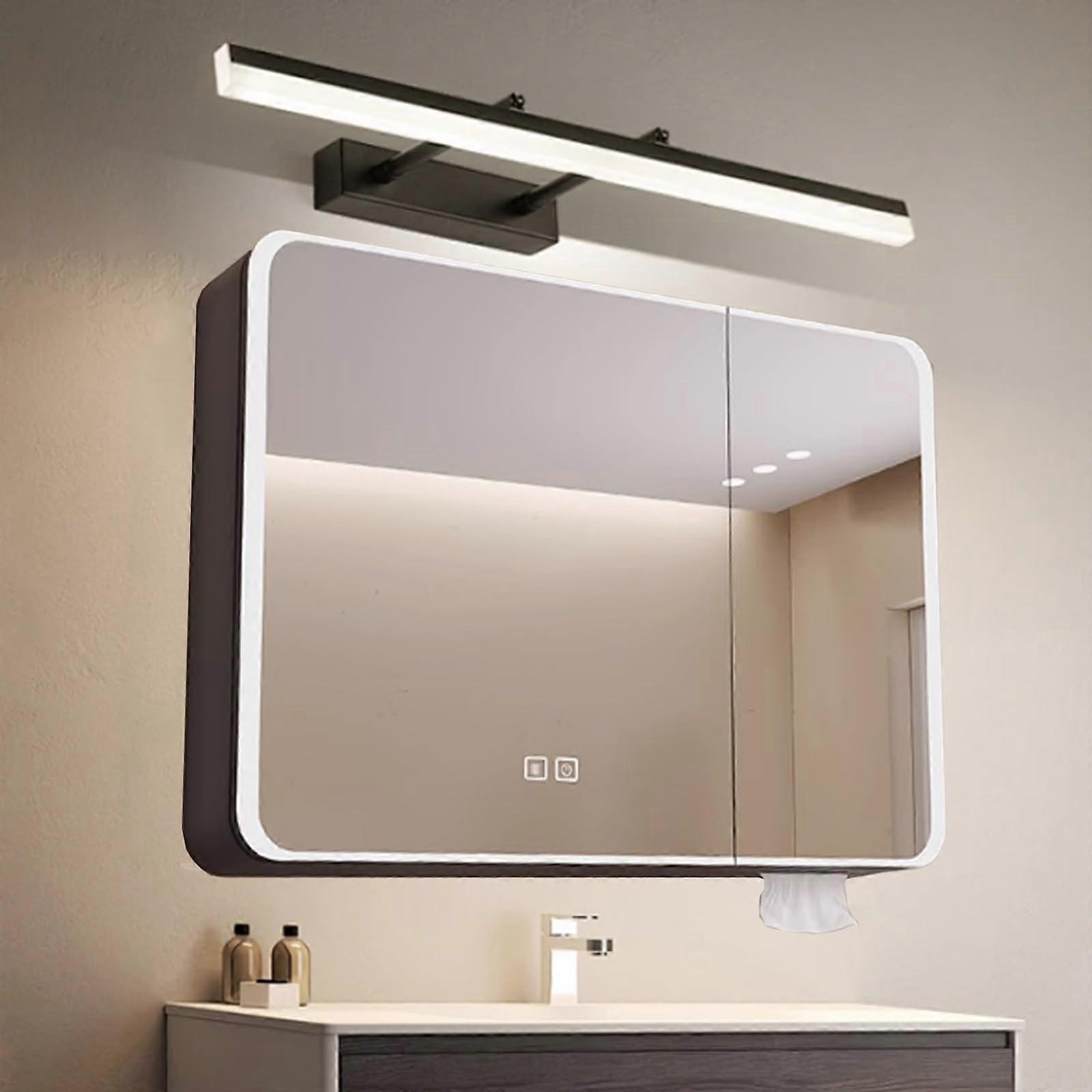 LED Bathroom Mirror Cabinet with Storage, Wall Mounted Smart Defogger and Dimmable Lights, Gray