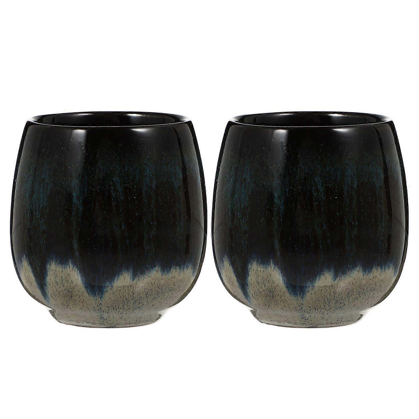 2 Pcs Exquisite Coffee Mug Ceramic Coffee Cup Creative Tea Mug Espresso Holder