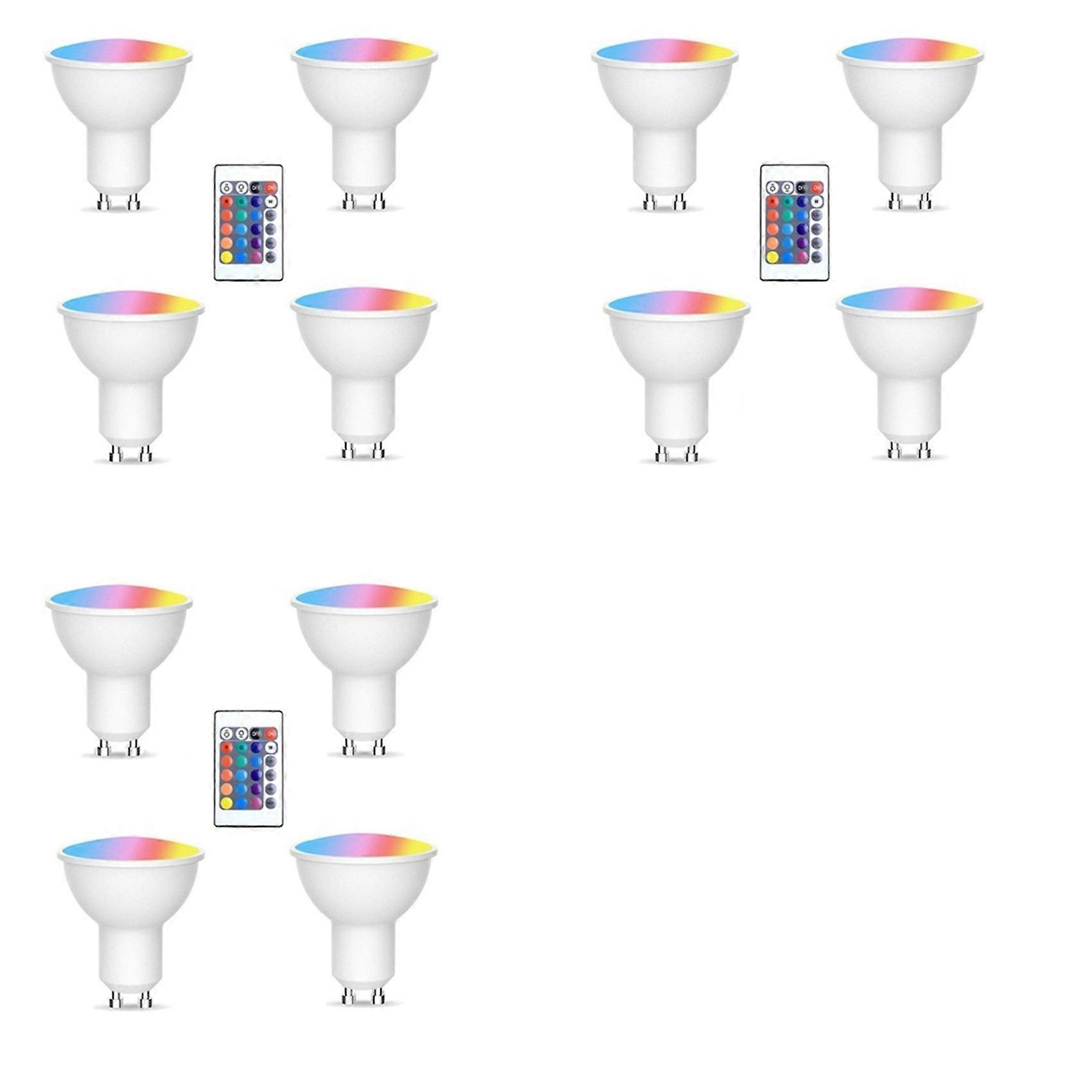12pcs Gu10 Bulbs and 3remote Control with Memory Function 17colors Changeable Spot Ligh 4dynamic Lighting Modes