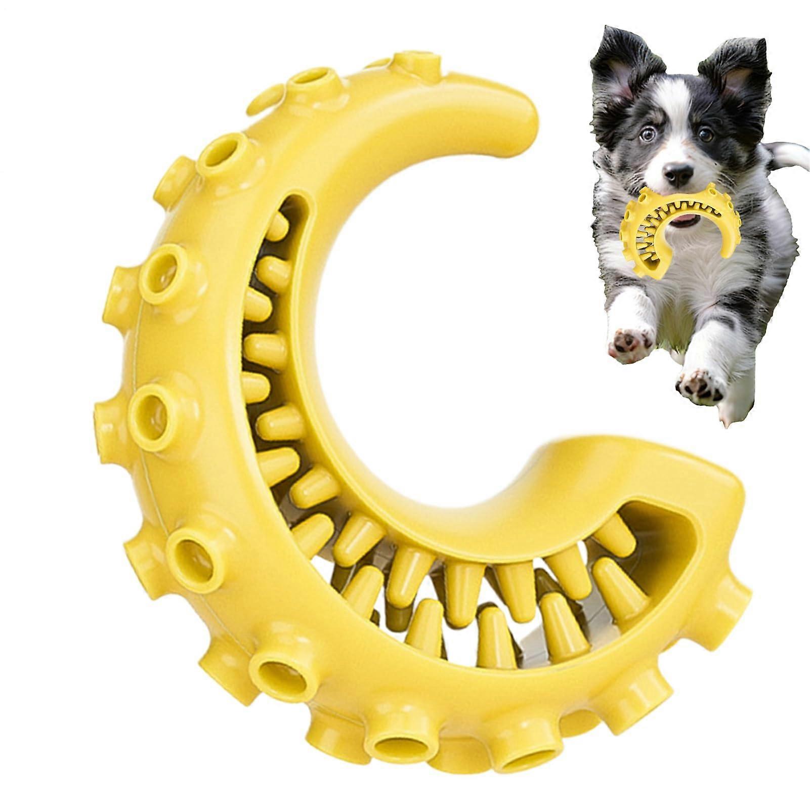 Dog Teething Toy Squid Tentacle Shape with Dispensing Durable Chew for Puppies Yellow