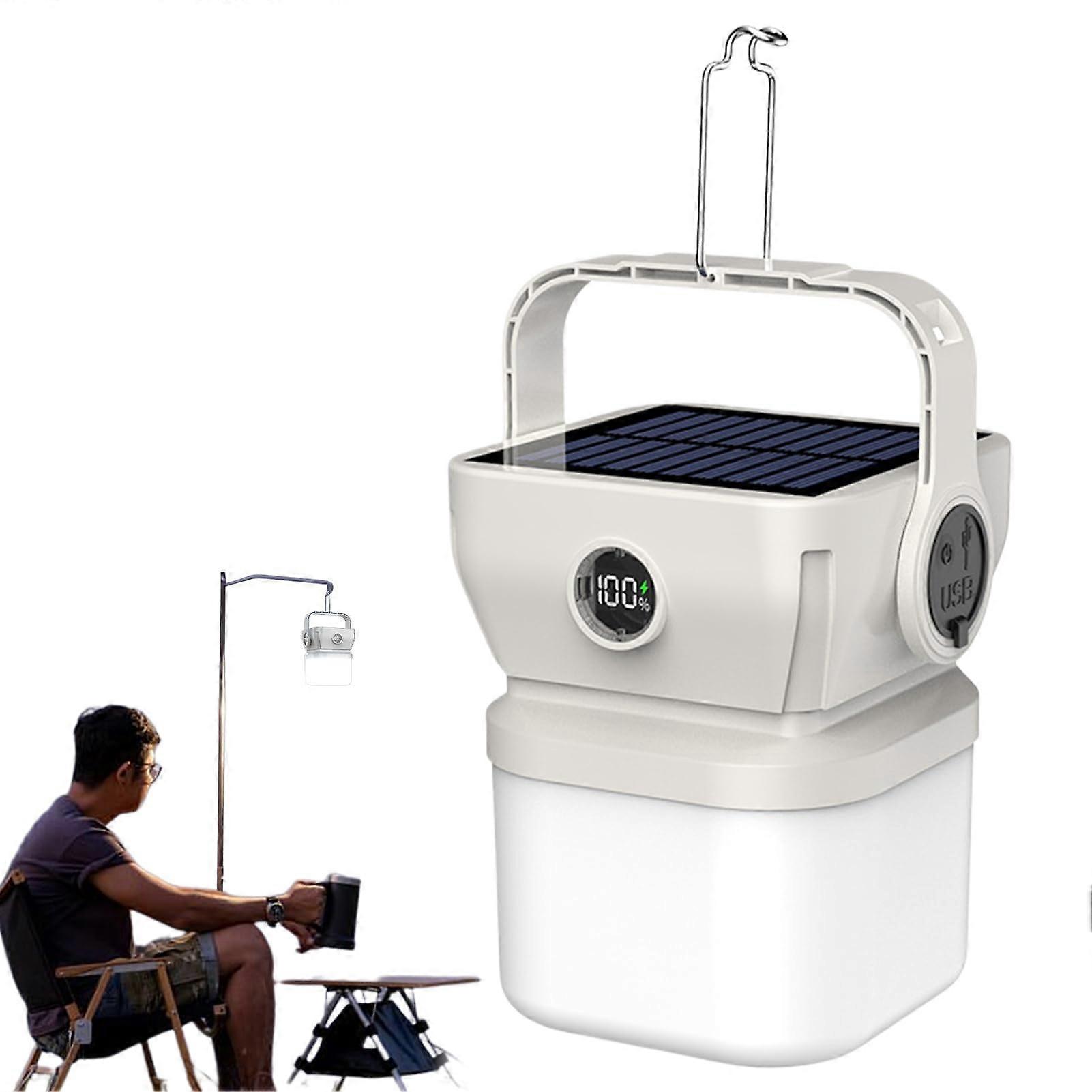 Solar Camping Lantern with USB Rechargeable LED, Foldable Waterproof Outdoor Light for Hiking