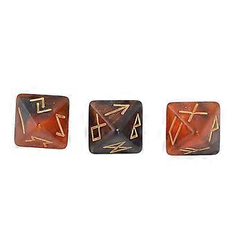 3Pcs Rune Dice 8 Sided Star Sky Mystic Vivid Colors Astrology Learning Prediction Polyhedral Dice Set for Adults Black Gold