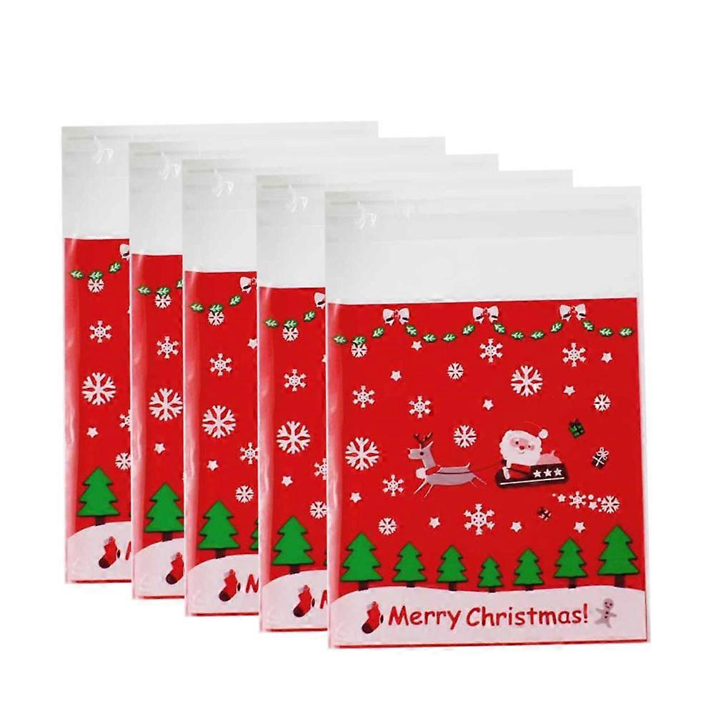 Xmas Cookie Bag Self-Adhesive for Storage Use 200Pcs Package Red