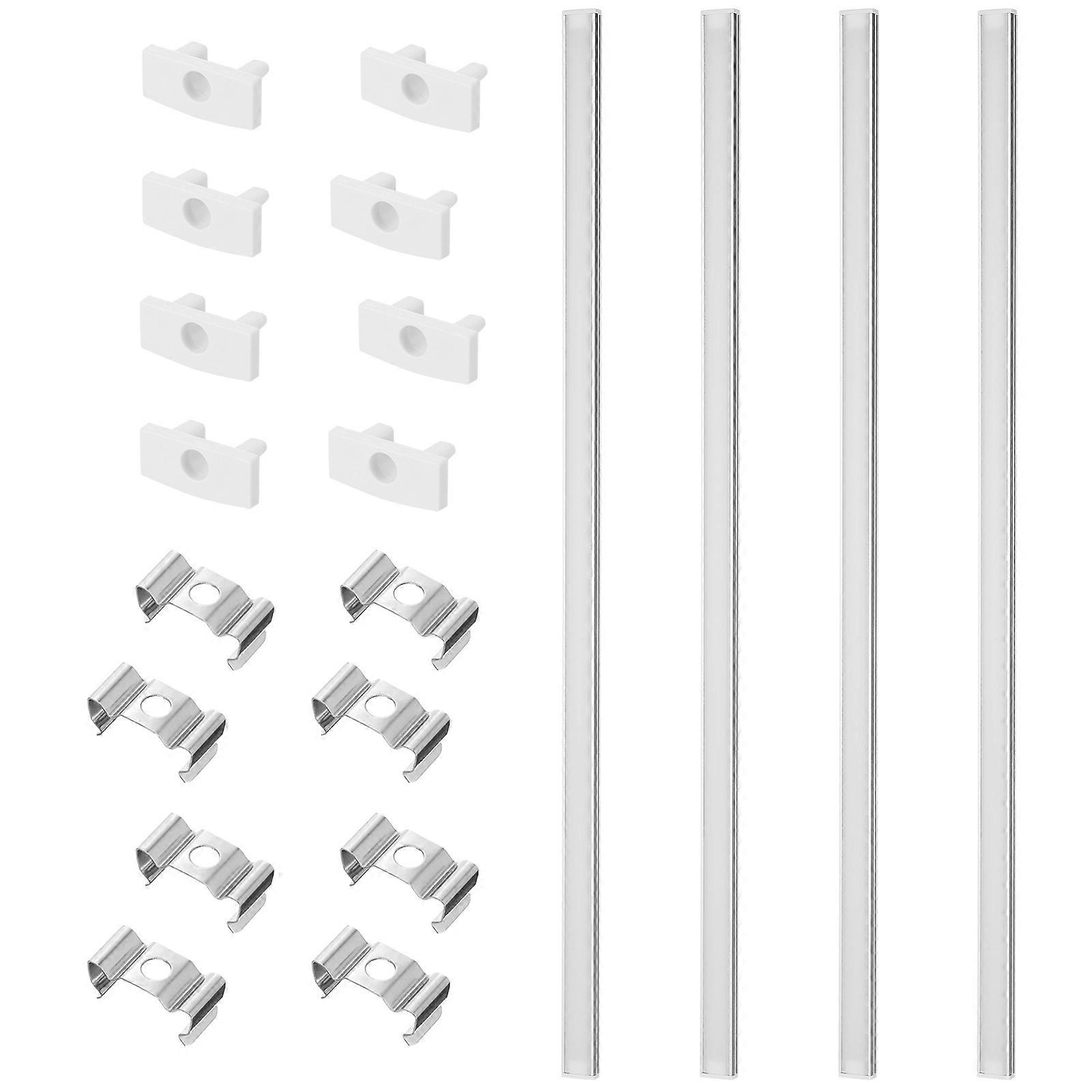 LED Channel System Aluminum Profile for Protection 4Sets Silver U-Shape Diffuser