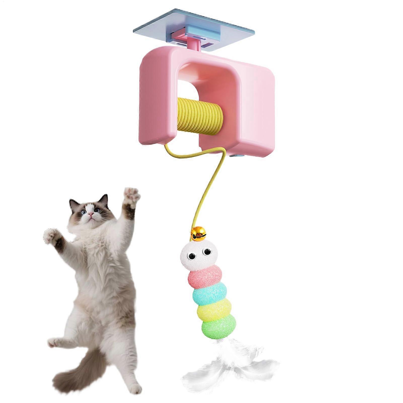 Interactive Electric Cat Toy with Smart Motion Sensor, Rechargeable Hunting Simulation for Door Frame Training, Pink