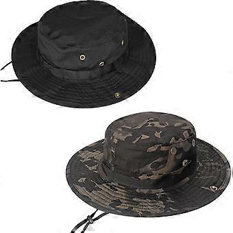 2Pack Sun Hats for Men Women Boonie Hat UPF 50+ Bucket Hat Wide Brim UV Protection Fishing Hiking Safari Outdoor Hats