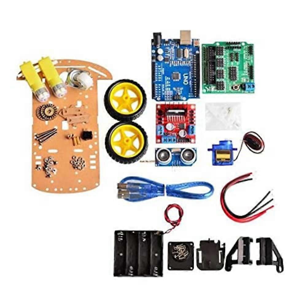 2WD Robot Car Kit with Ultrasonic Sensor, Speed Encoder, Obstacle Detection and Line Tracking