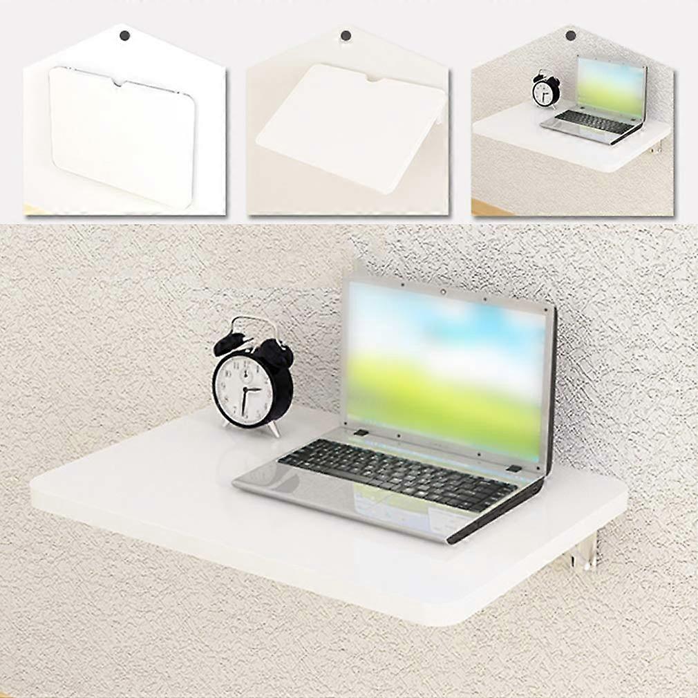 Solid Wood Wall Mounted Folding Table, SpaceSaving Floating Desk for Small Rooms, 60x30cm