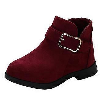 Bottes courtes pour filles, couleur unie, style résistant, idéales au quotidien, Z01 rouge, 10-10,5 ans