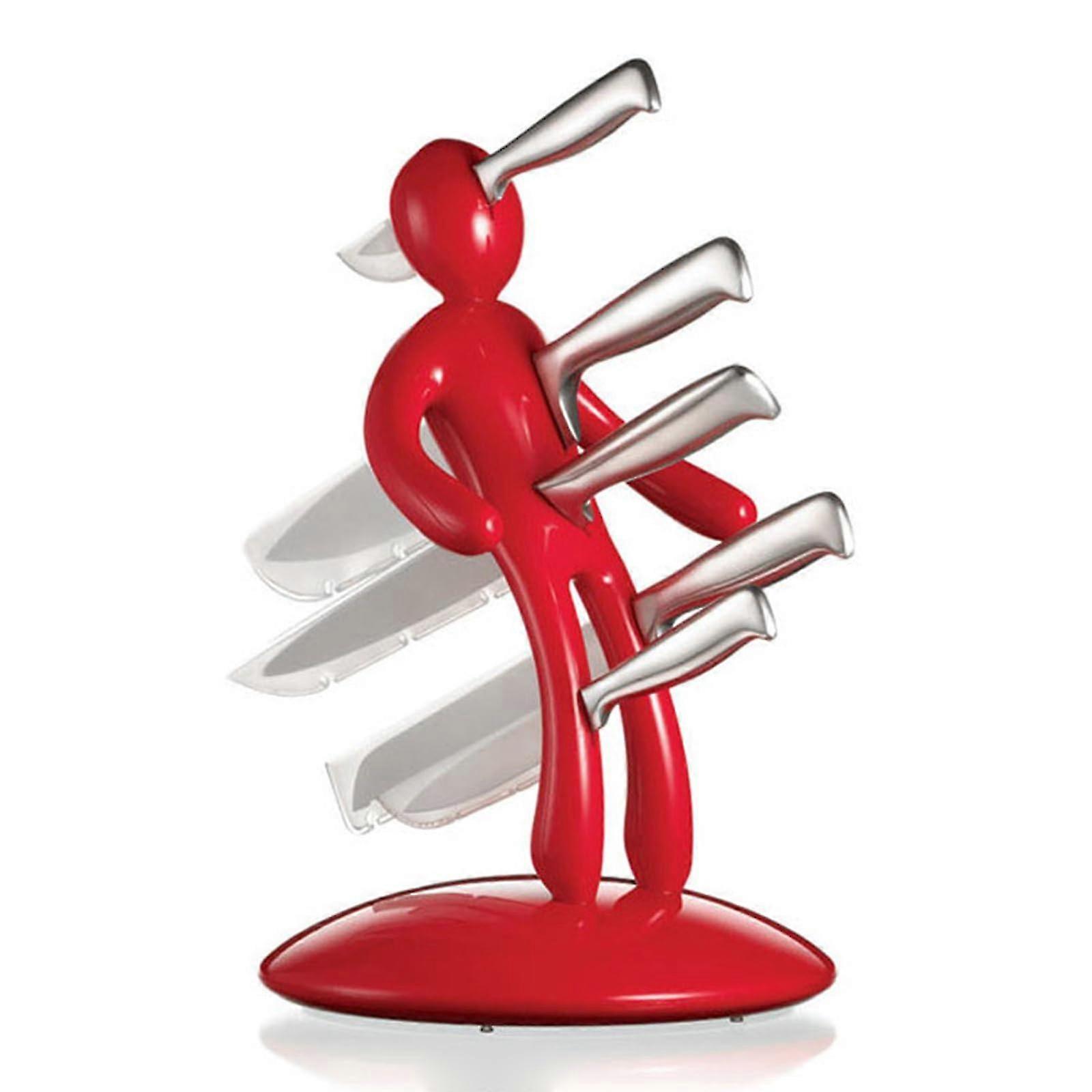 Human Shaped Knife Block Holder , Creative Kitchen Storage Decor Red stya