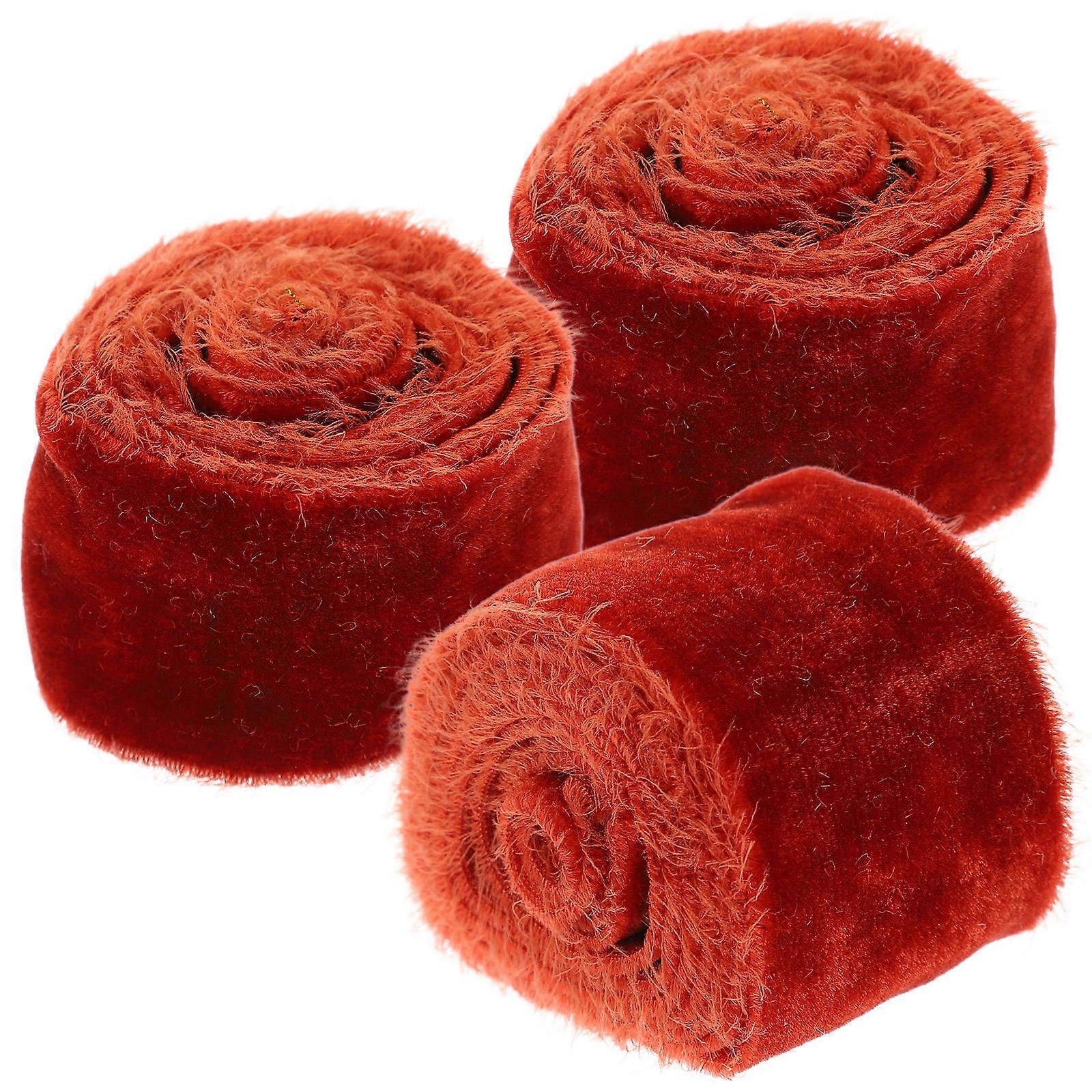 Silk Velvet Ribbon Satin Ribbon for Present Packaging 3 Rolls Polyester