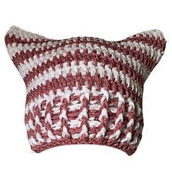 Elastic Windproof Winter Hat Knitted Stripe Pattern Hat for Women Men Keep Ear Warm Hat Soft Cold Weather Supplies Red and white color