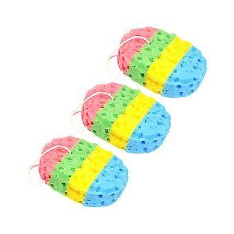 Seaweed Bath Sponge Oval Bath Brushes for Shower Use 3Pcs Colored Sponges