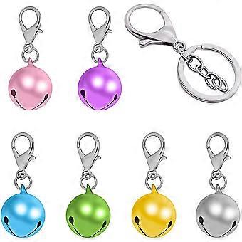 Clochettes pour collier de chien ou chat (lot de 6), pendentif breloque avec porte-clés en acier inoxydable (taille XS).