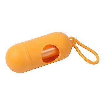 Kayannuo Pet Waste Bag Carrier with Plastic Handle for Dogs, Portable Dispenser with Removable Base, Orange