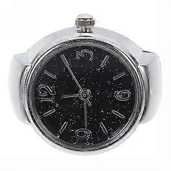 Quartz Finger Watch for Decoration Fashion Ring Watch in Black Zinc Alloy