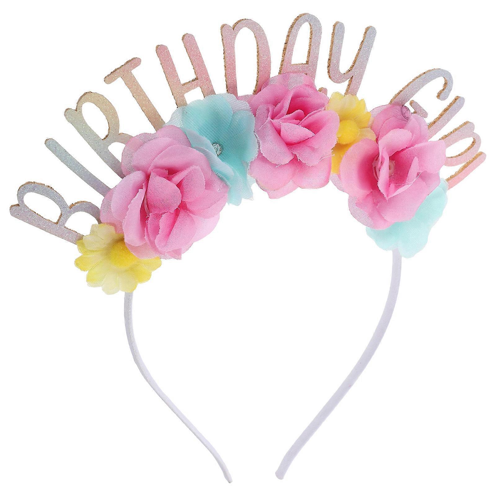 Birthday Headband for Women with PU and Cloth Party Headwear