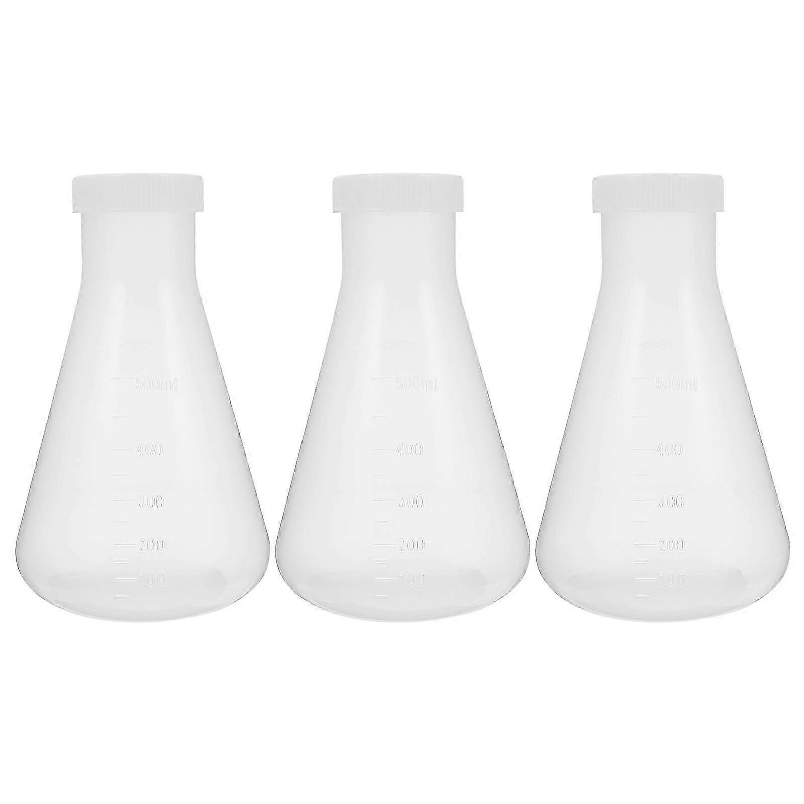3pcs Plastic Erlenmeyer Flask Transparent Science Flask Practical Conical Flask