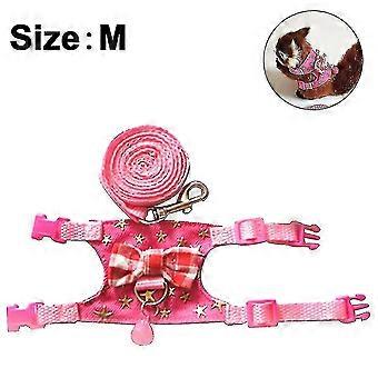 Small Animal Outdoor Walking Vest Harness And Leash Set With Cute Bowknot And Clear Bell Decor Chest Strap Harness For Bunny Ferret Guinea Pig Hamster