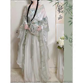 Hanfu 8 pièces/ensemble robe femmes ancien chinois traditionnel Hanfu ensemble femme fée Cosplay Costume tenue été Hanfu clair vert  200000532
