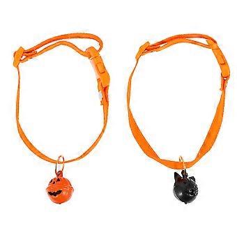 Halloween Pumpkin Ghost Pendant Cat Dog Collar for Decor 2Pcs Adjustable Neck Chain